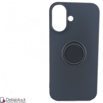 Silikoninis dėklas su žiedu - juodas (Apple Iphone 16 Plus) Silikoninis dėklas su žiedu - juodas (Apple Iphone 16 Plus)